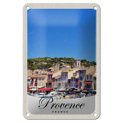 Signe en étain voyage 12x18cm, panneau de ville de bateaux de Provence France