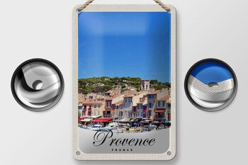 Signe en étain voyage 12x18cm, panneau de ville de bateaux de Provence France 2