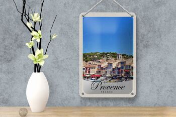 Signe en étain voyage 12x18cm, panneau de ville de bateaux de Provence France 4