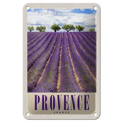 Cartel de chapa de viaje, 12x18cm, Provenza, Francia, cartel de naturaleza púrpura