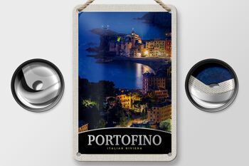 Panneau de voyage en étain, 12x18cm, Portofino, italie, Riviera, panneau de soirée 2