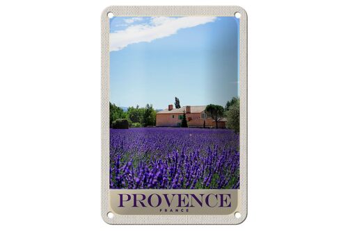 Blechschild Reise 12x18cm Provence Frankreich Natur Haus lila Schild