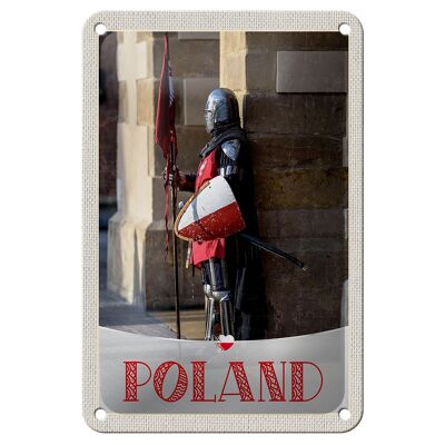 Targa in metallo da viaggio 12x18 cm Polonia Europa Cavaliere Spada Bandiera