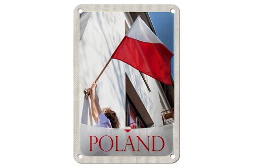 Blechschild Reise 12x18cm Polen Europa Flagge Haus Urlaub Schild