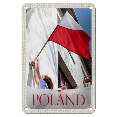 Blechschild Reise 12x18cm Polen Europa Flagge Haus Urlaub Schild