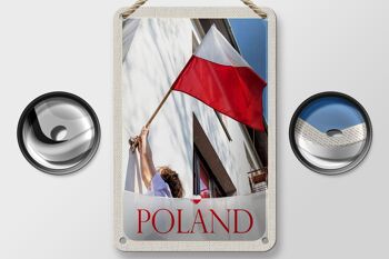 Panneau de voyage en étain 12x18cm, drapeau de la pologne et de l'europe, signe de vacances pour maison 2