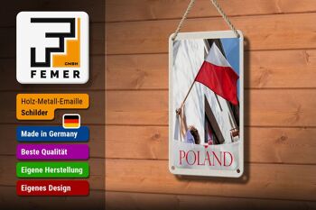 Panneau de voyage en étain 12x18cm, drapeau de la pologne et de l'europe, signe de vacances pour maison 3