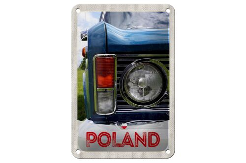 Blechschild Reise 12x18cm Polen Europa Oldtimer Auto 90er Schild