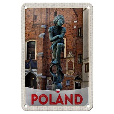 Cartel de chapa de viaje, 12x18cm, Polonia, Europa, escultura, casco antiguo