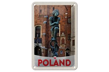 Signe de voyage en étain, 12x18cm, Pologne, Europe, Sculpture, signe de la vieille ville 1