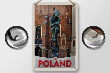 Signe de voyage en étain, 12x18cm, Pologne, Europe, Sculpture, signe de la vieille ville 2