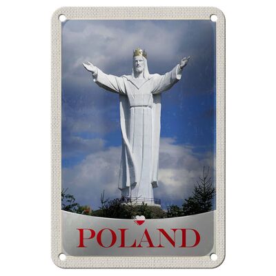 Blechschild Reise 12x18cm Polen Europa weiße Skulptur Urlaub Schild