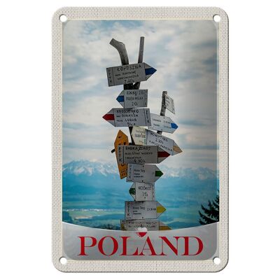 Cartel de chapa de viaje, 12x18cm, Polonia, ciudad, Europa, señales de montañas