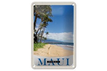 Panneau de voyage en étain 12x18cm, signe de vagues de plage de l'île Maui Hawaii 1