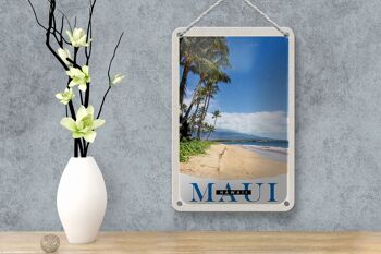 Panneau de voyage en étain 12x18cm, signe de vagues de plage de l'île Maui Hawaii 4