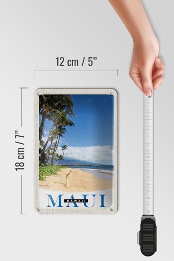 Panneau de voyage en étain 12x18cm, signe de vagues de plage de l'île Maui Hawaii 5