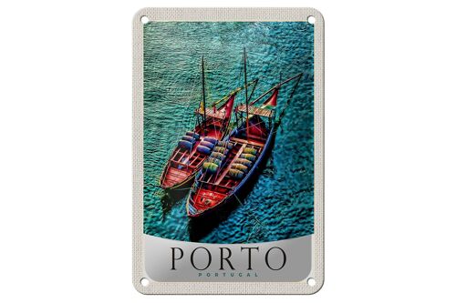 Blechschild Reise 12x18cm Porto Portugal Europa Boote Meer Schild