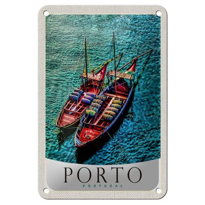 Cartel de chapa de viaje, 12x18cm, Oporto, Portugal, Europa, barcos, cartel de mar