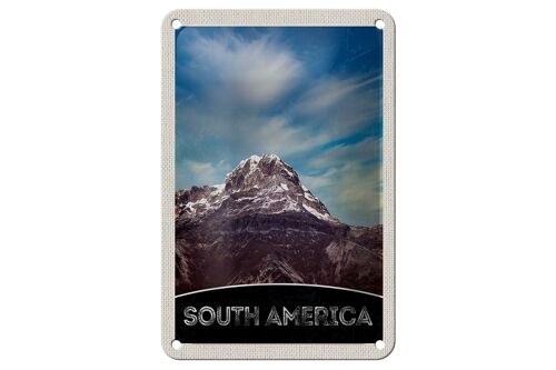 Blechschild Reise 12x18cm Süd Amerika Gebirge Natur Schnee Schild