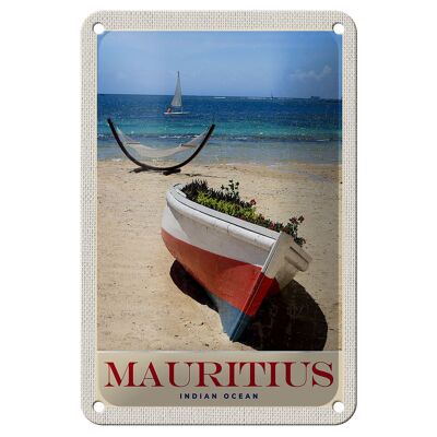 Blechschild Reise 12x18cm Mauritius Indischer Ozean Boot Schild