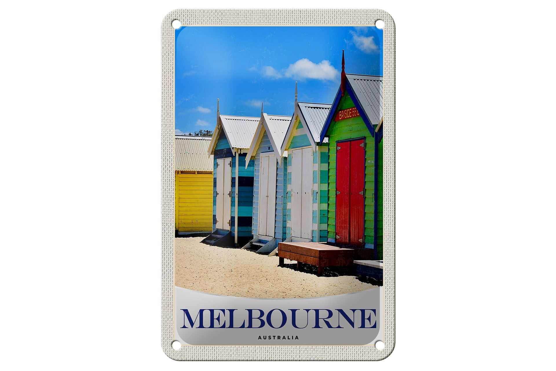 Targa in metallo da viaggio 12x18 cm Melbourne Australia Beach House