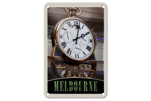 Blechschild Reise 12x18cm Melbourne Australien Uhr Vögel Dekoration