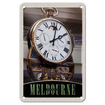Cartel de chapa de viaje, 12x18cm, Melbourne, Australia, reloj, decoración de pájaros