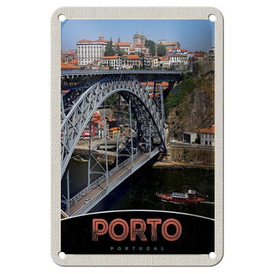 Blechschild Reise 12x18cm Porto Portugal Europa Brücke Dekoration