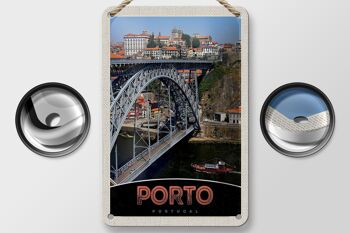 Panneau de voyage en étain 12x18cm, décoration de pont de Porto Portugal Europe 2