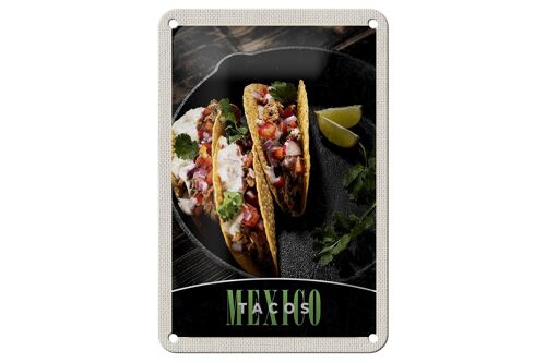 Blechschild Reise 12x18cm Mexiko USA Amerika Tacos Gerichte Schild