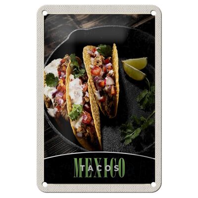 Blechschild Reise 12x18cm Mexiko USA Amerika Tacos Gerichte Schild