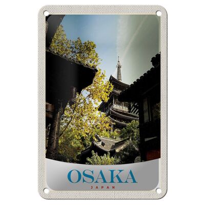 Targa in metallo da viaggio 12x18 cm Osaka Giappone Asia Case Città Decorazione