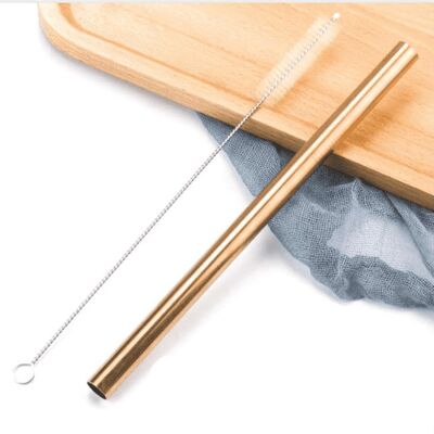 XL stainless steel straw for smoothie or bubble tea - Pink gold