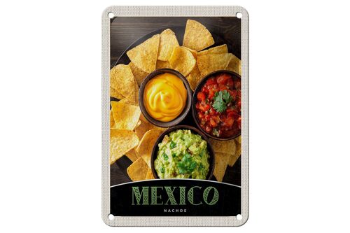 Blechschild Reise 12x18cm Mexiko Nachos Käse scharf Gerichte Schild