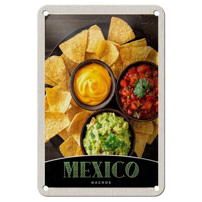 Targa in metallo da viaggio, 12 x 18 cm, Messico, nachos, formaggio, piatti piccanti