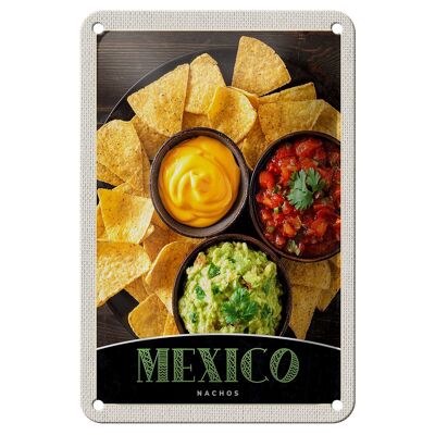 Blechschild Reise 12x18cm Mexiko Nachos Käse scharf Gerichte Schild