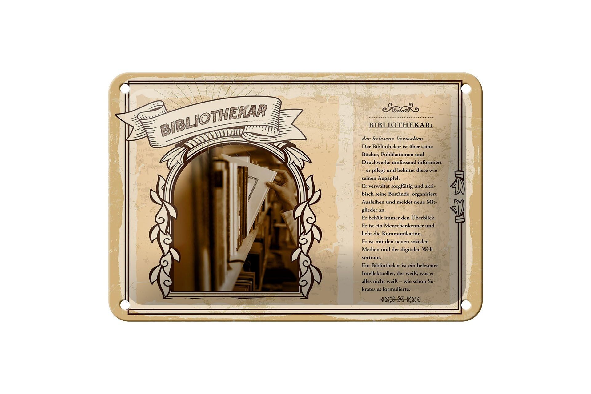 Targa in metallo professioni 18x12 cm bibliotecario amministratore decorazione libri