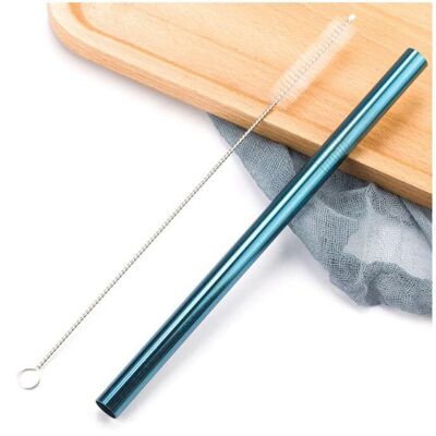 XL stainless steel straw for smoothie or bubble tea - Blue