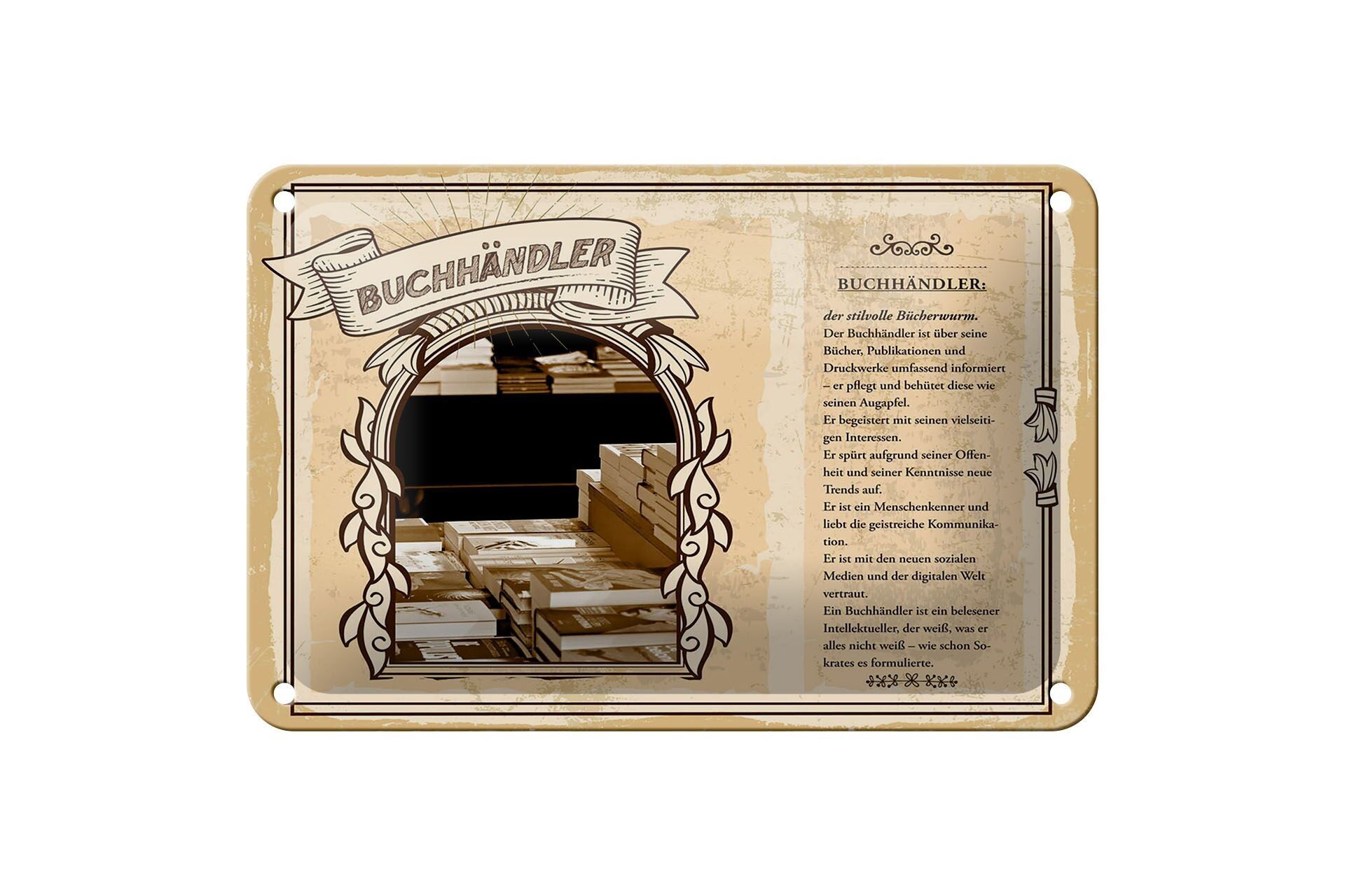 Targa in metallo professioni 18x12 cm libreria libri bulbo oculare tendenze segno