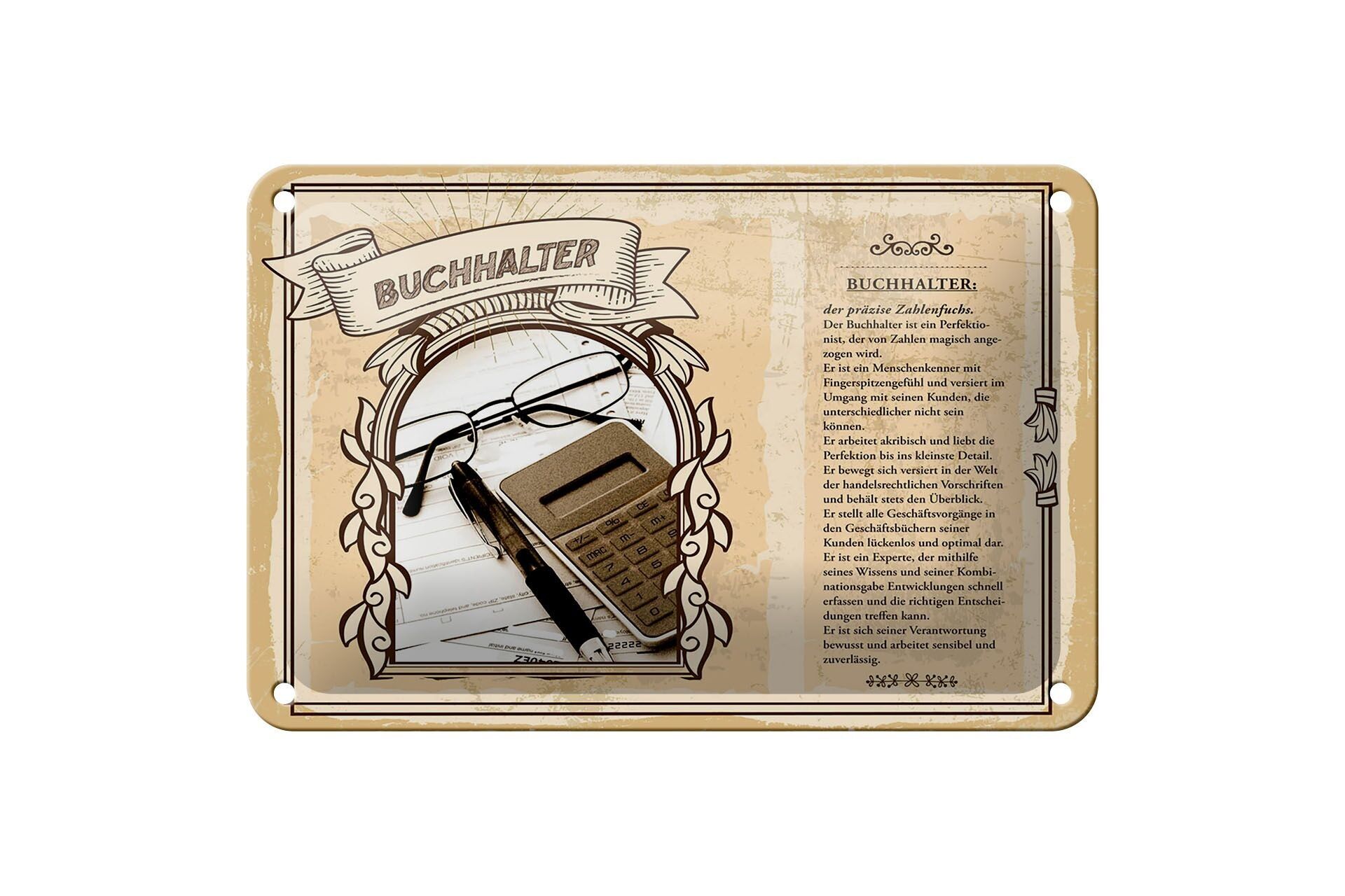 Targa in metallo professioni 18x12 cm numero contabile volpe decorazione cliente