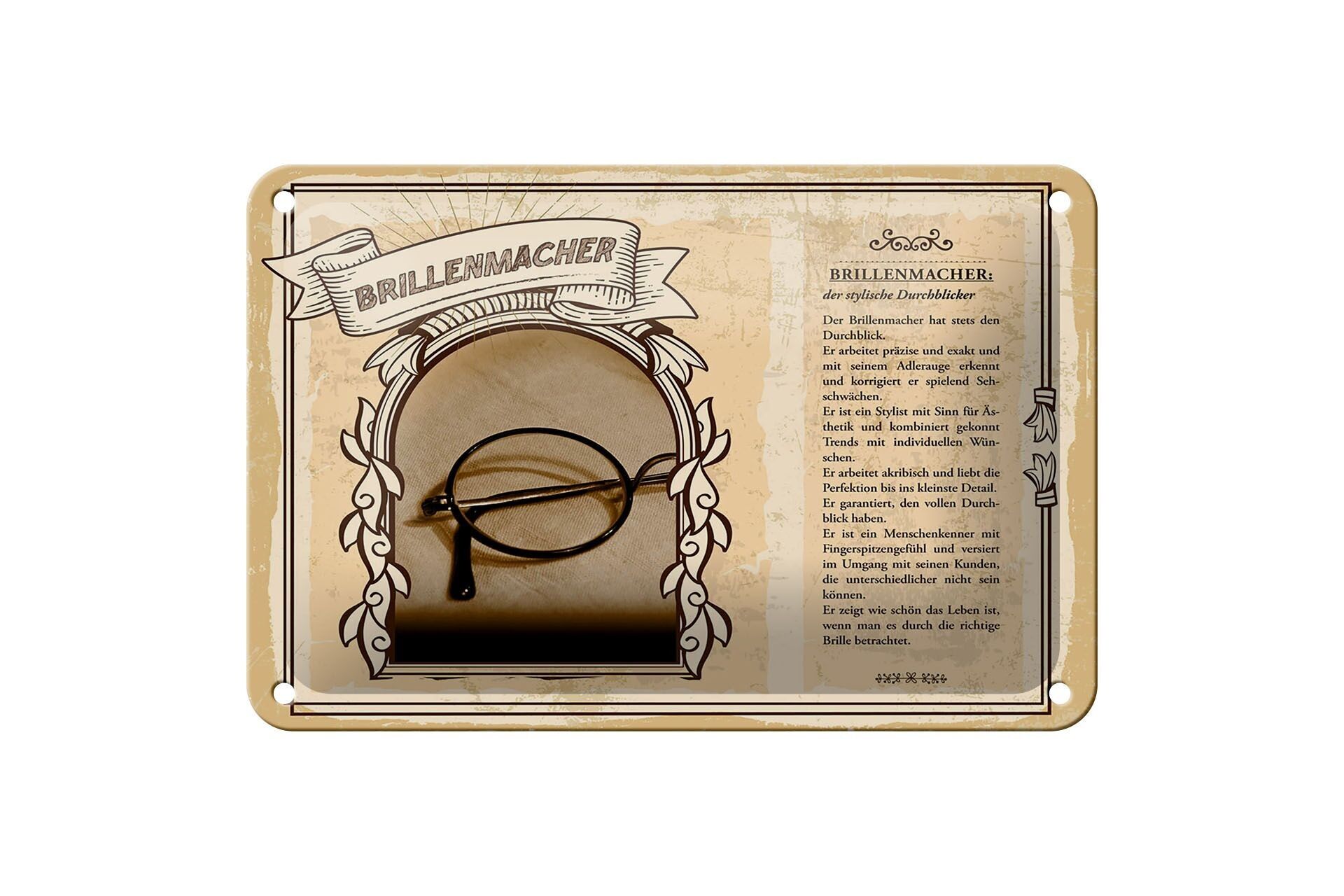 Targa in metallo professioni 18x12 cm produttore di occhiali elegante cartello prospettico