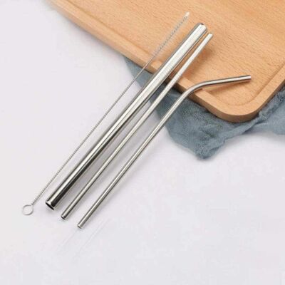 XL stainless steel straw for smoothie or bubble tea - Silver