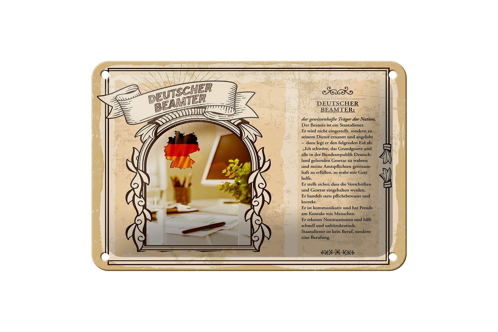 Targa in metallo Professioni 18x12 cm Scudo nazionale ufficiale tedesco