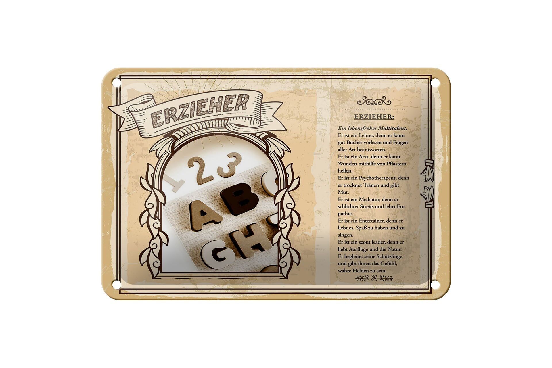 Targa in metallo professioni 18x12 cm educatore allegro cartello tuttofare