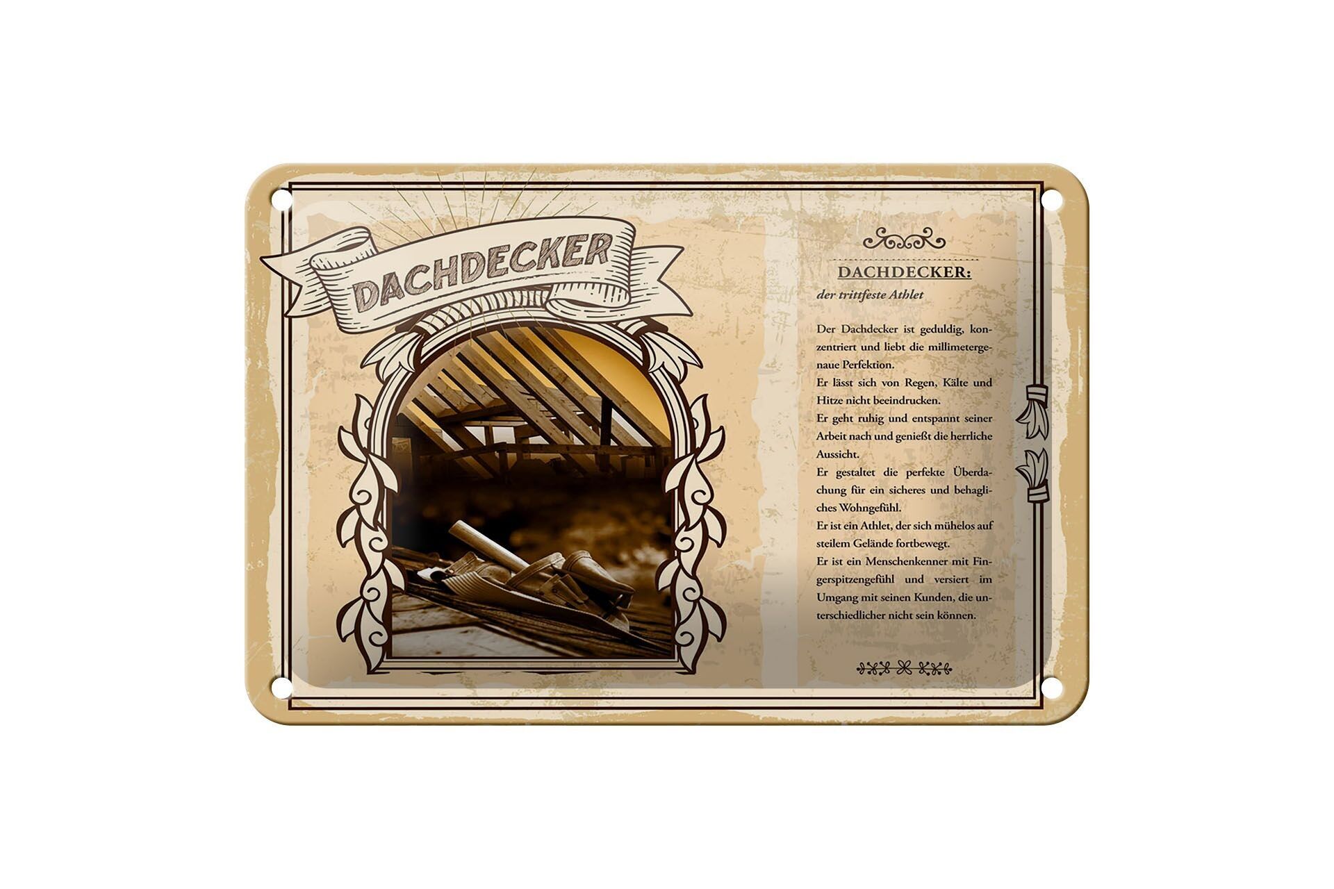 Blechschild Berufe 18x12cm Dachdecker tritt fest Athlet Dekoration