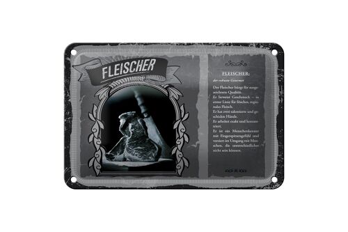 Blechschild Berufe 18x12cm Fleischer robuste Gourmet Qualität Schild