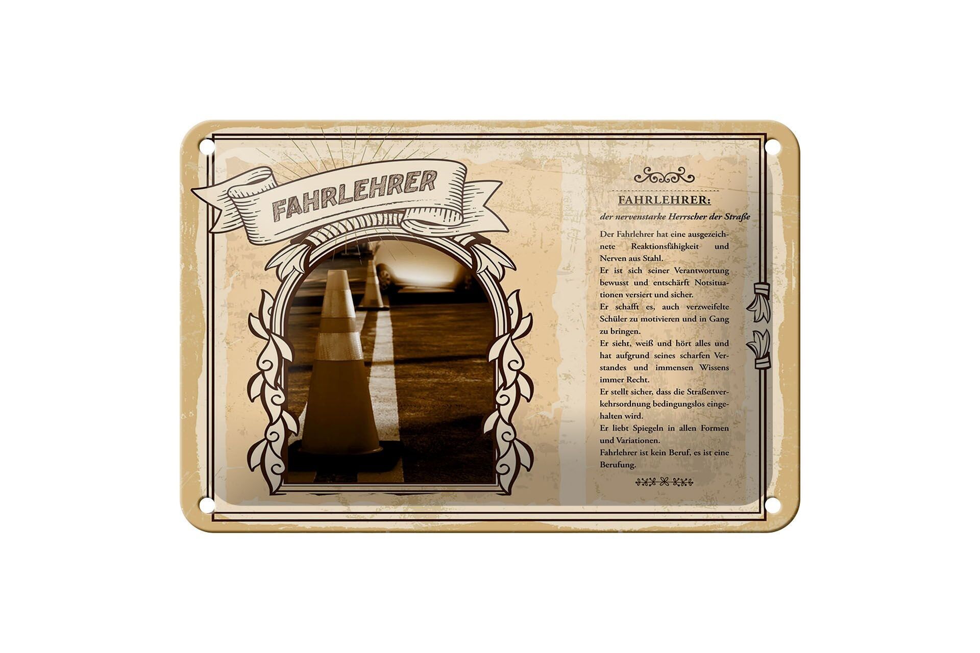 Targa in metallo professioni 18x12 cm istruttore di guida nervi in ​​acciaio decorato