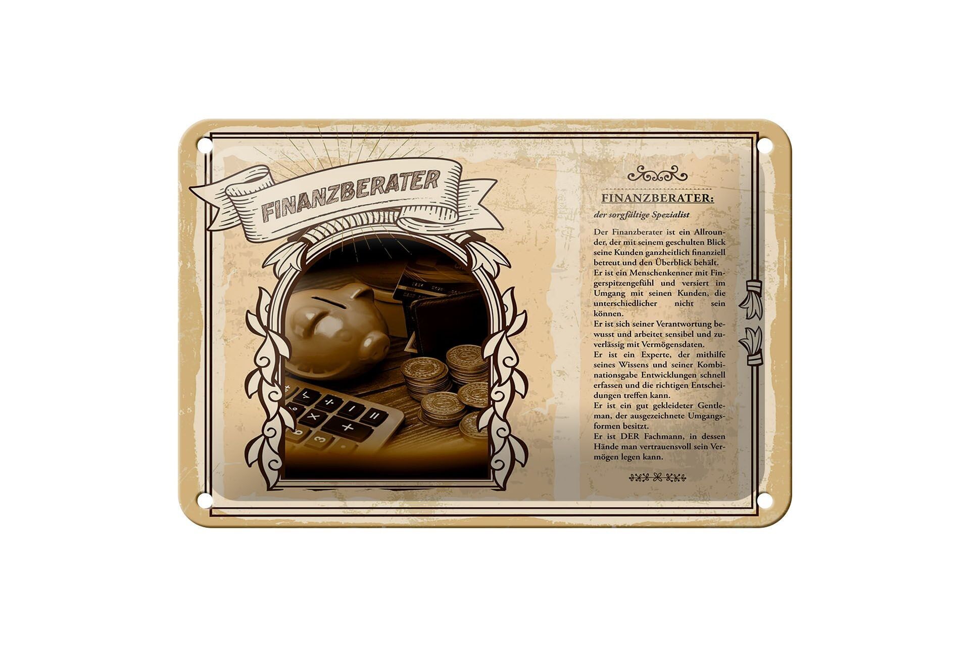 Targa in metallo Professioni 18x12 cm Consulente finanziario Specialista Visualizza cartello