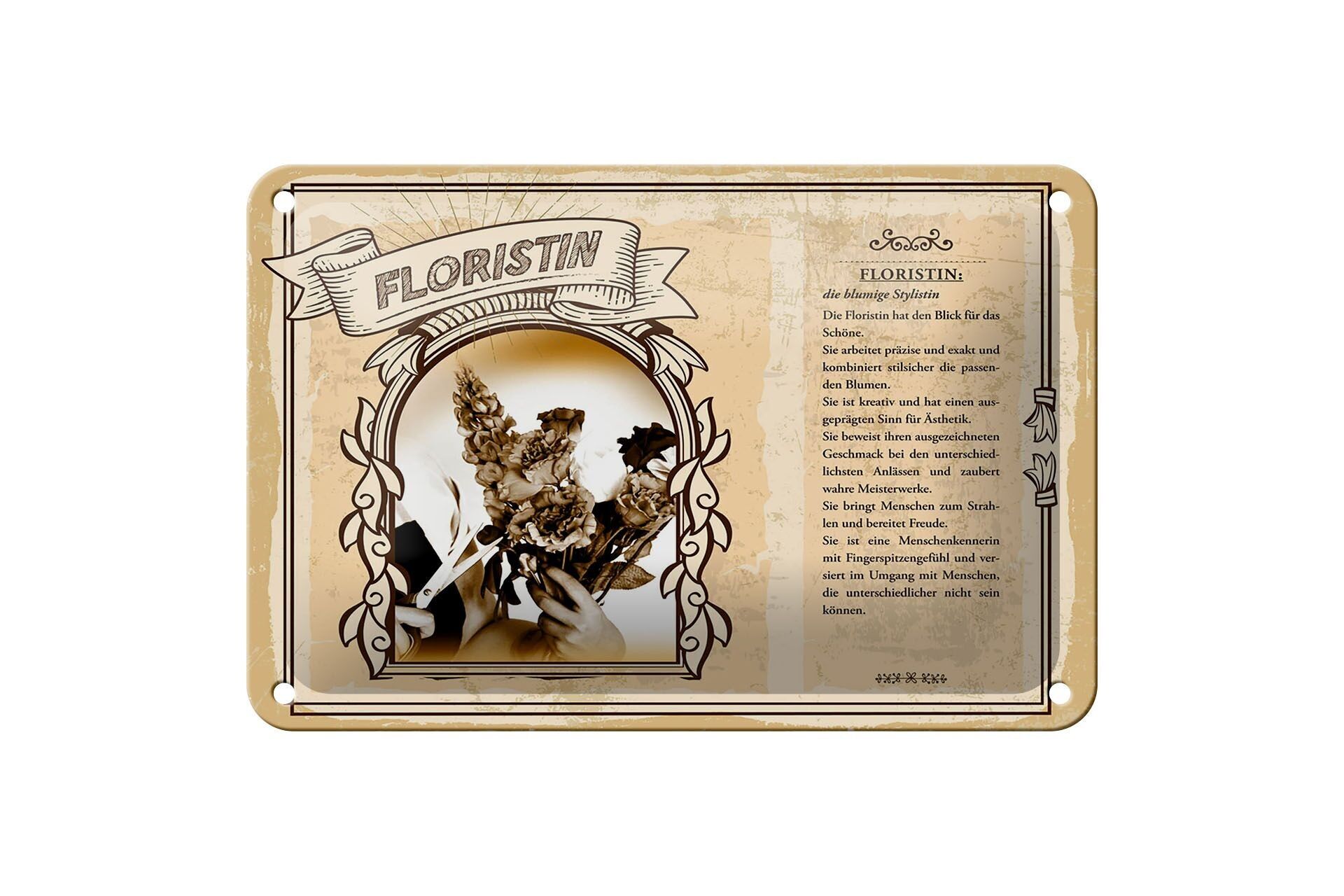 Targa in metallo professioni 18x12 cm fioraio stilista fiorito segno esatto