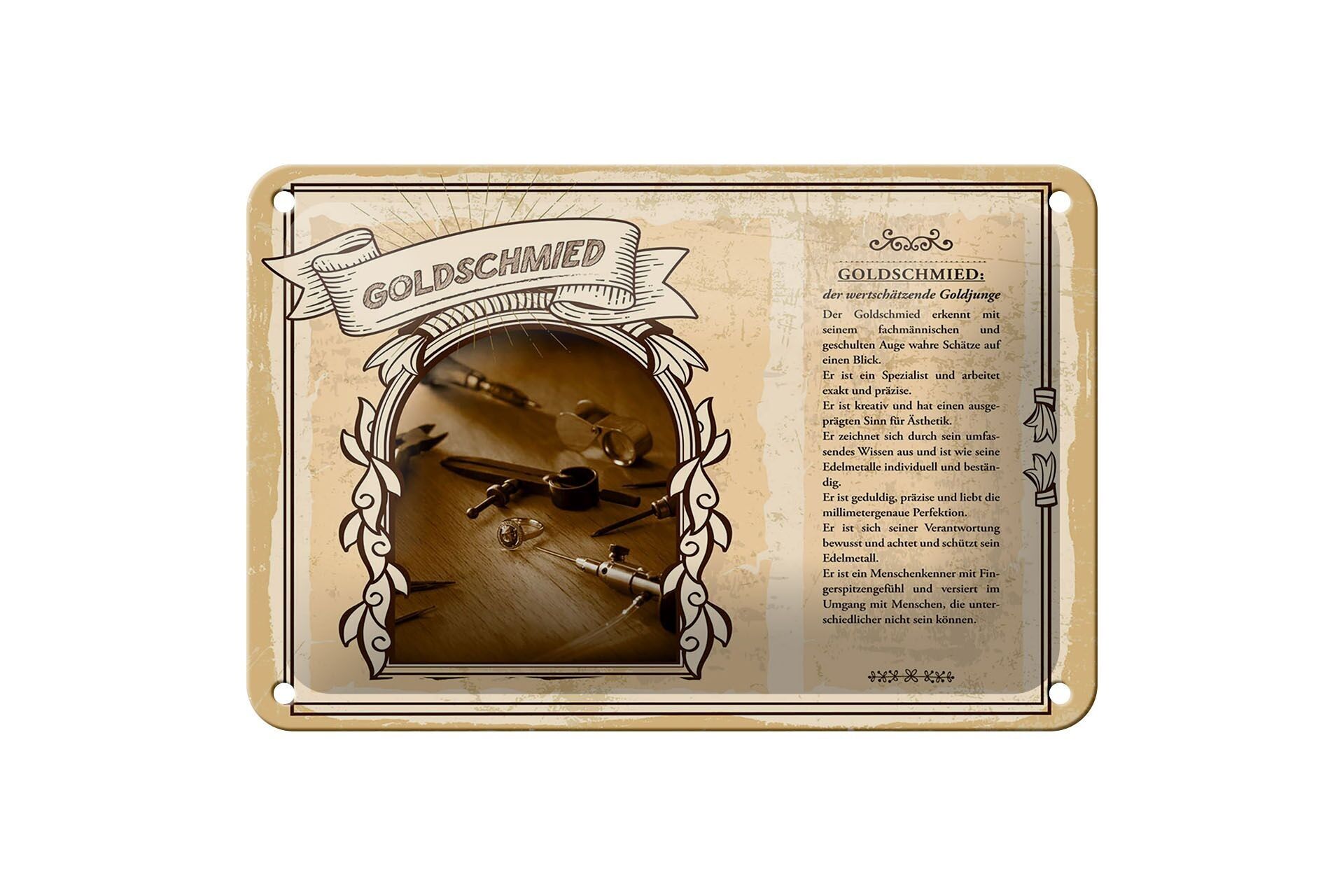 Tin sign professions 18x12cm goldsmith appraiser gold boy sign